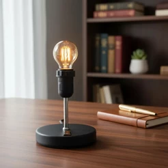 Abajur Base Luminaria de Mesa Redondo Com Interruptor alumínio bivolt Soquete E27 modelo 50399A
