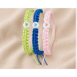 Kit 3 Pulseiras Meninas Superpoderosas Artesanais Ajustáveis Com Coração