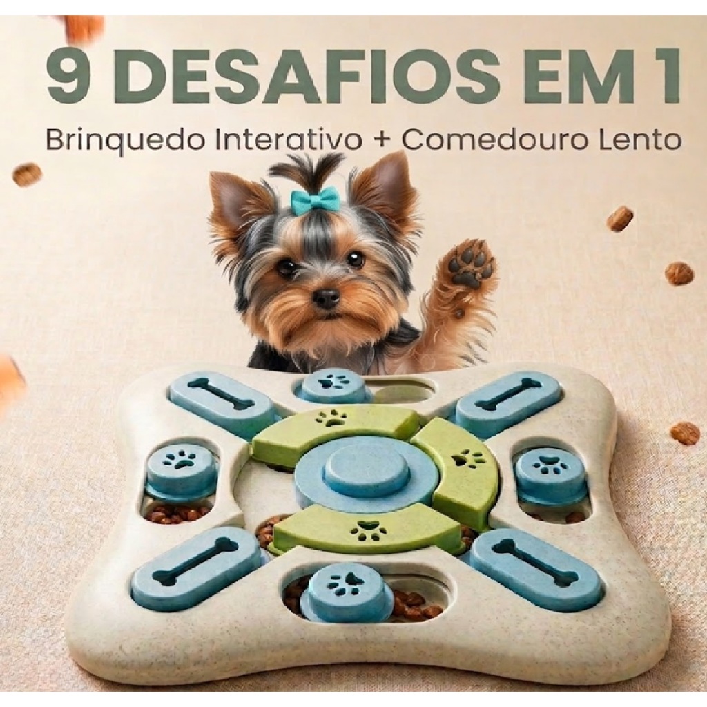Comedouro De Quebra cabeça Para Cachorro Brinquedo Interativo 9 Mecanismos Puzzle Feeder