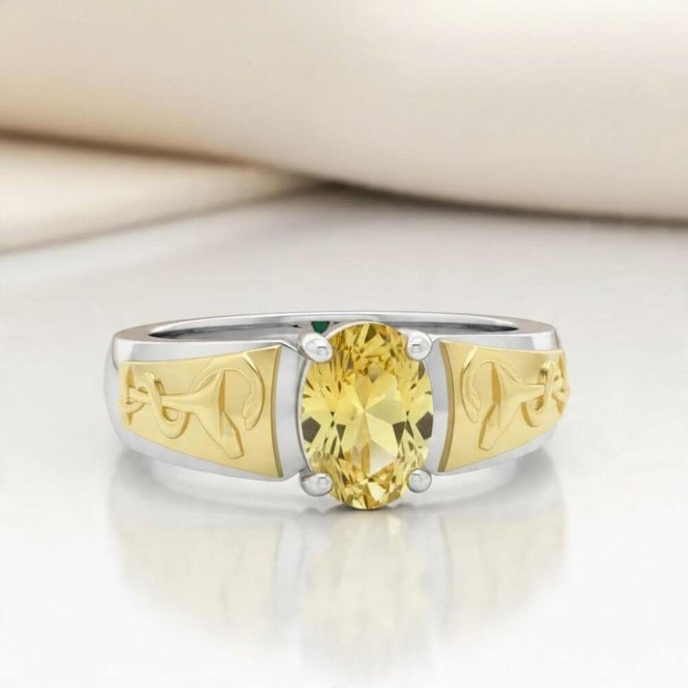 Anel Formatura Farmácia Pedra Zircônia cor Topázio Amarelo Luxo