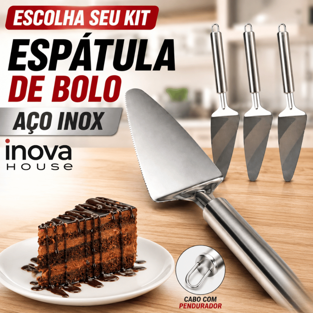Kit 10 Espatula para Bolo Pizza em Inox Espátula para Cortar Confeitaria Profissional para Cozinha