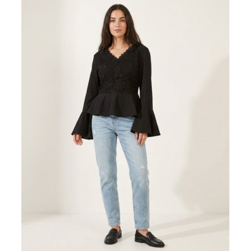 Blusa feminina social renda peplum