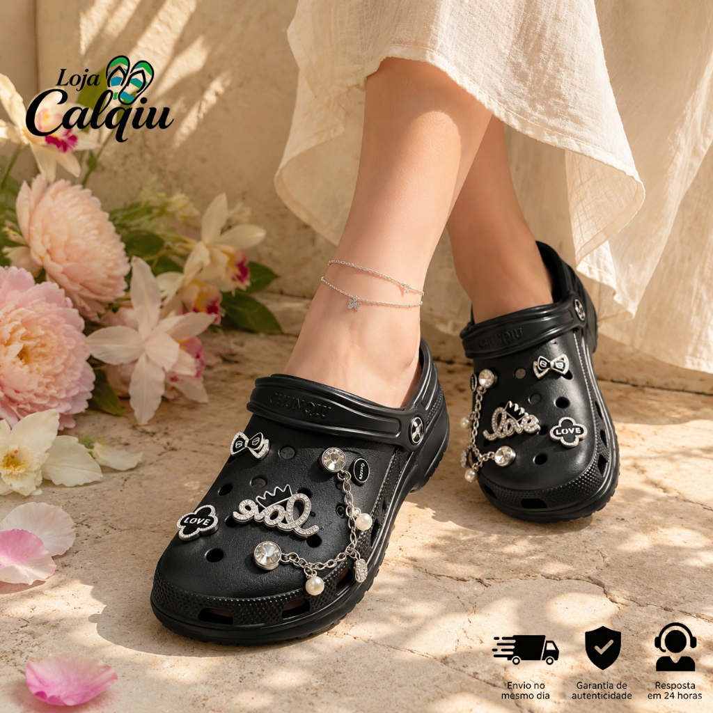 Sandália Feminina Chinelos de Praia Com Enfeites Luxo Confortável Eva Oferta de acessórios