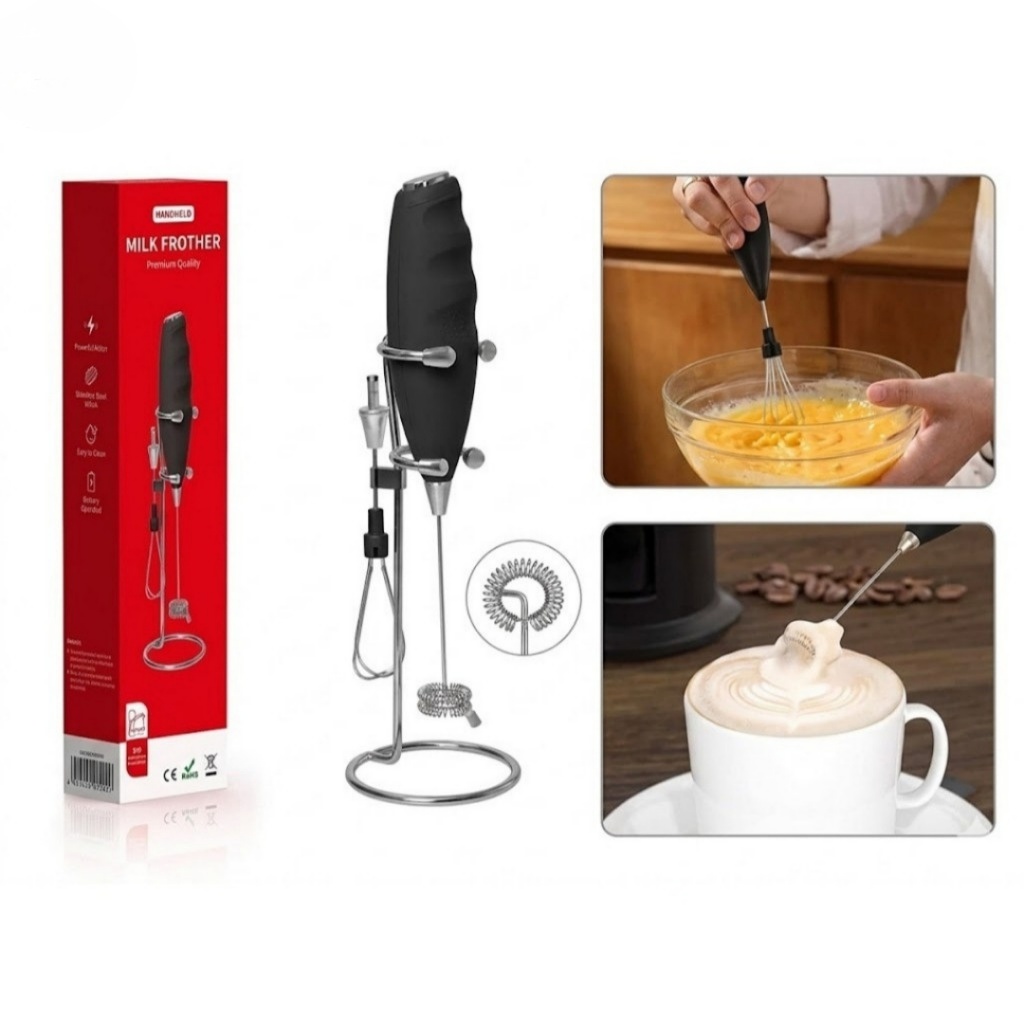 Mixer Elétrico Portátil Batedor de Café e Espumador de Leite com Suporte SRQ-019