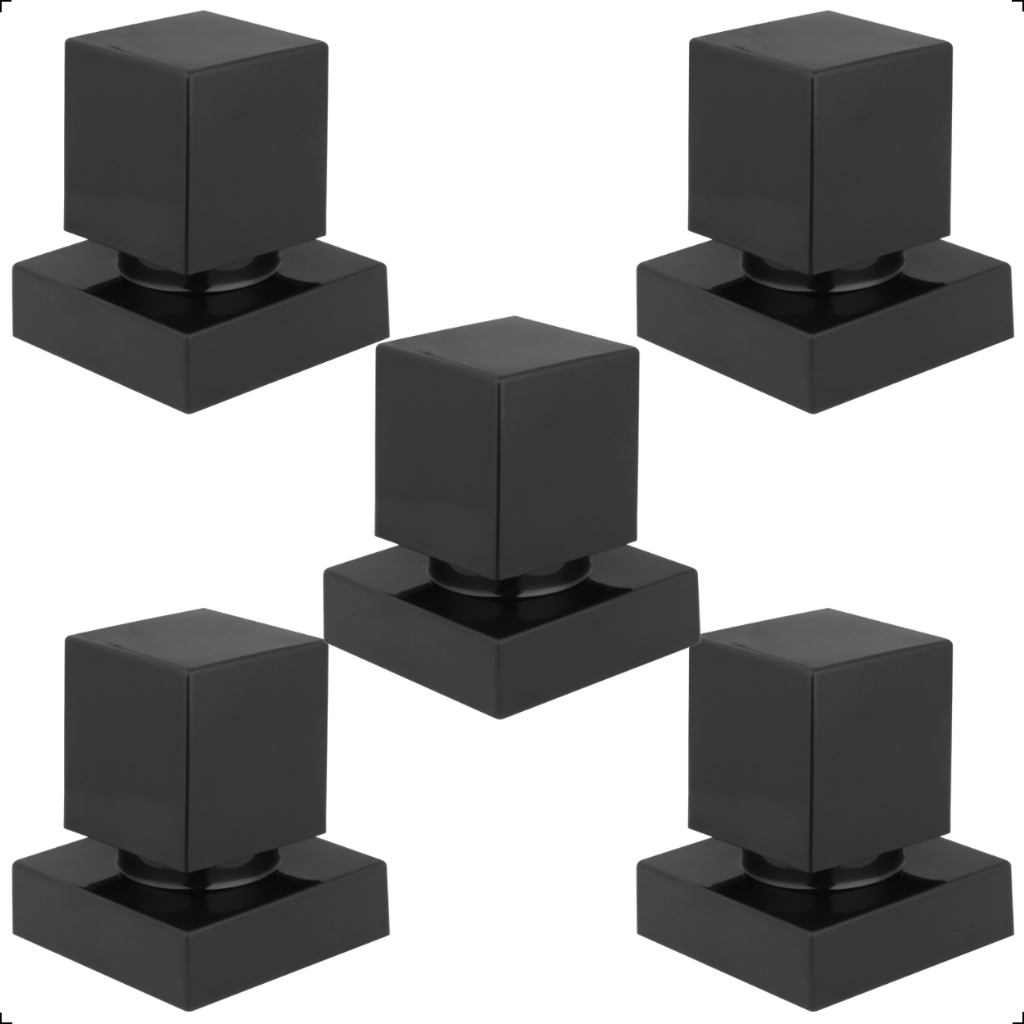 Kit 5 Acabamento Registro Base Deca Padrão 16 Estrias Gaveta Pressão Chuveiro 1/2 3/4 Preto Fosco