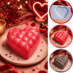 1~5 Forma Porto Com Silicone (3 partes) Para Chocolate CORAÇÃO ALMOFADINHA - CÓD 02 (CHOCO)