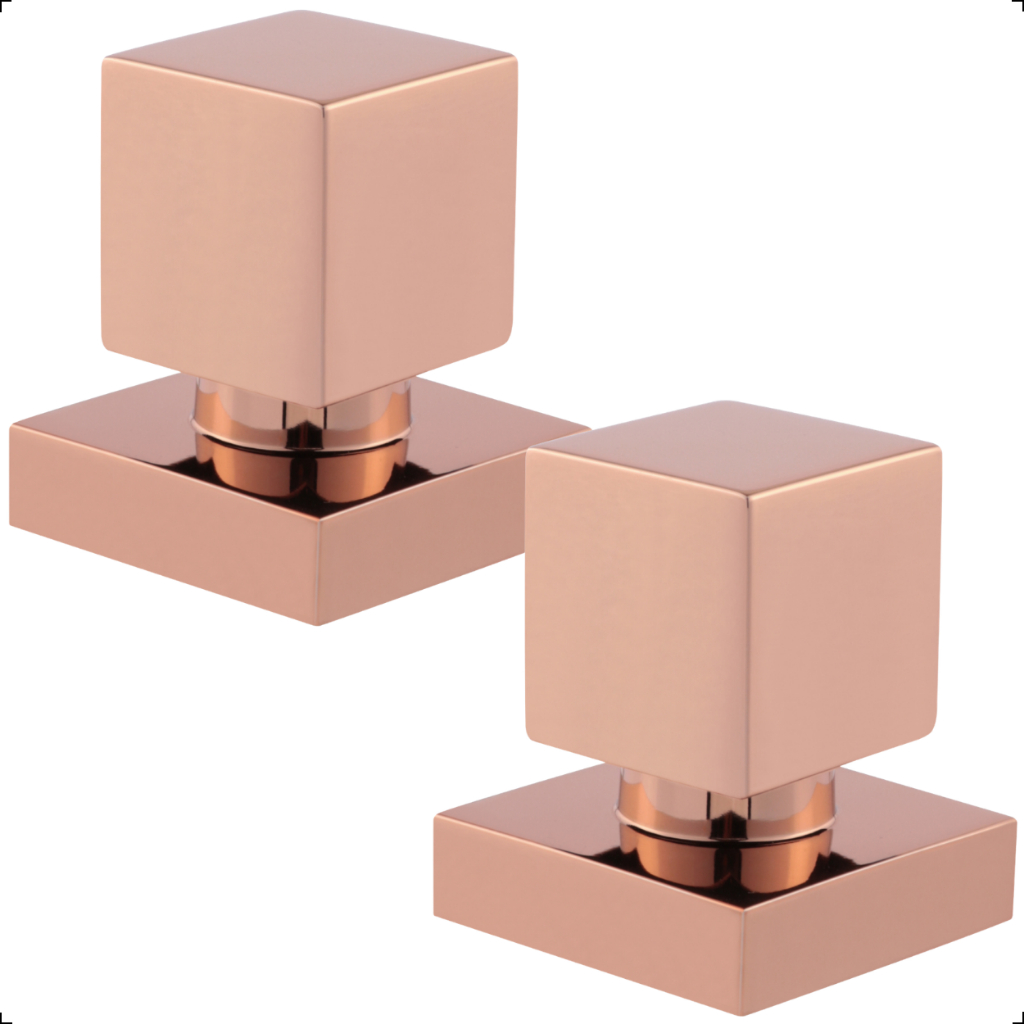 Kit 2 Acabamento Registro Base Deca Padrão 16 Estrias Gaveta Pressão Chuveiro 1/2 ou 3/4 Rose Gold