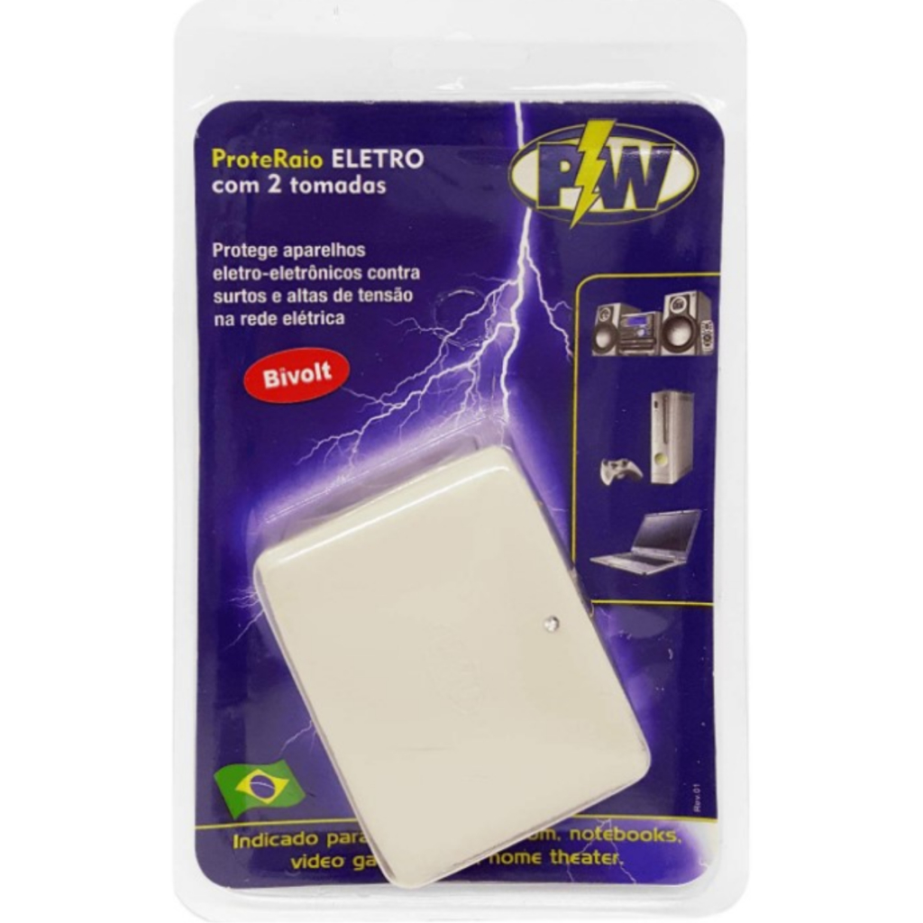 Protetor Contra Raios e Surtos Bivolt 2 Tomadas 20A DPS para Eletrodomésticos