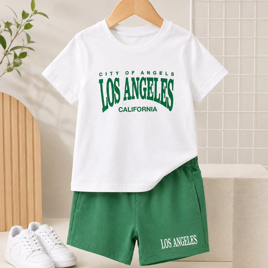 Conjunto Infantil Masculino de Verão - Camiseta e Short  - Tamanho 2 ao 12
