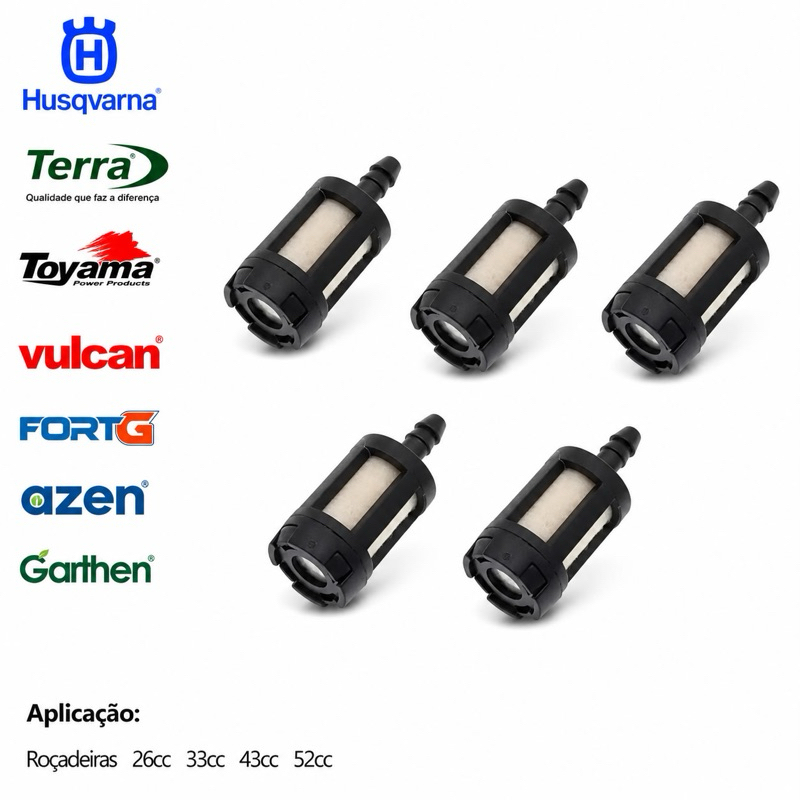 Kit 5 Filtro De Combustível Roçadeira Motosserra Sthill Husqvarna