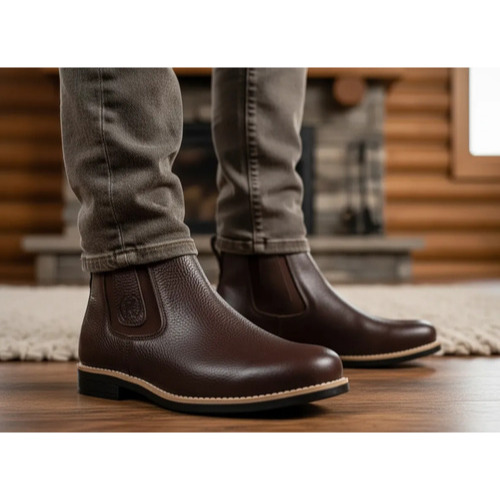 BOTA MASCULINA CHELSEA BOTINA COURO LEGITIMO PANTANEIRO