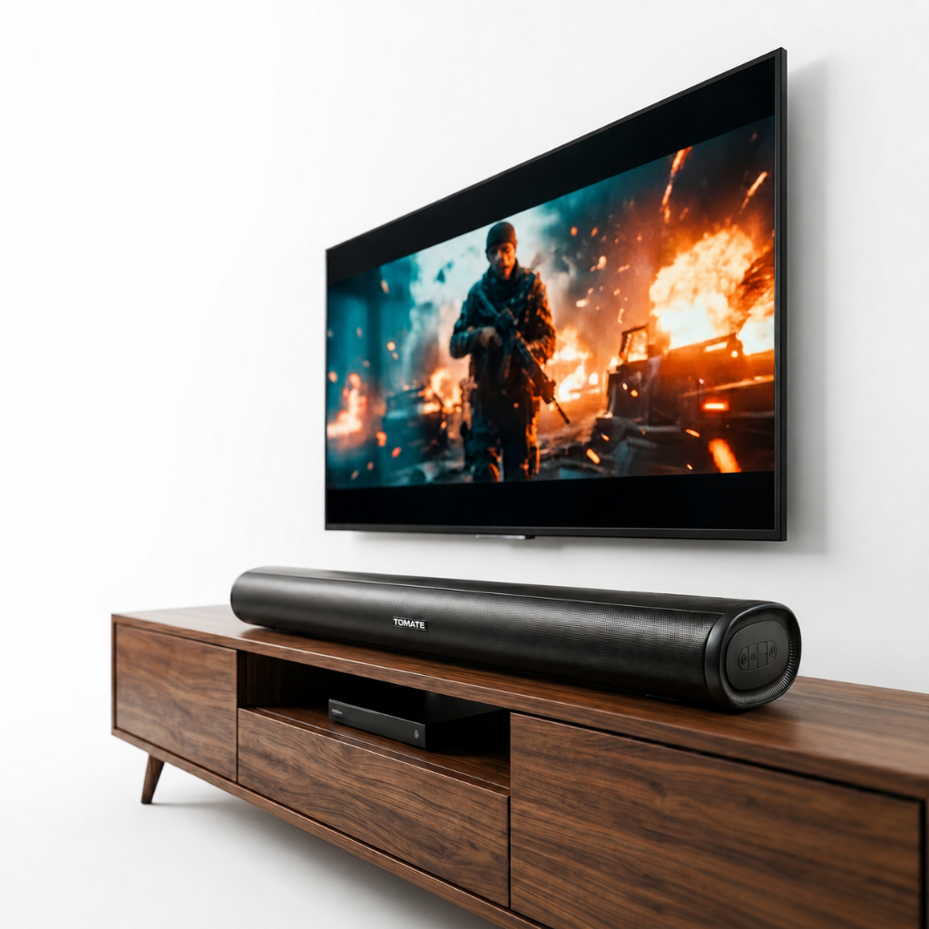 Soundbar 110W p/ Smart TV Tomate MTS-2033 HDMI ARC Bluetooth e Cabo Óptico