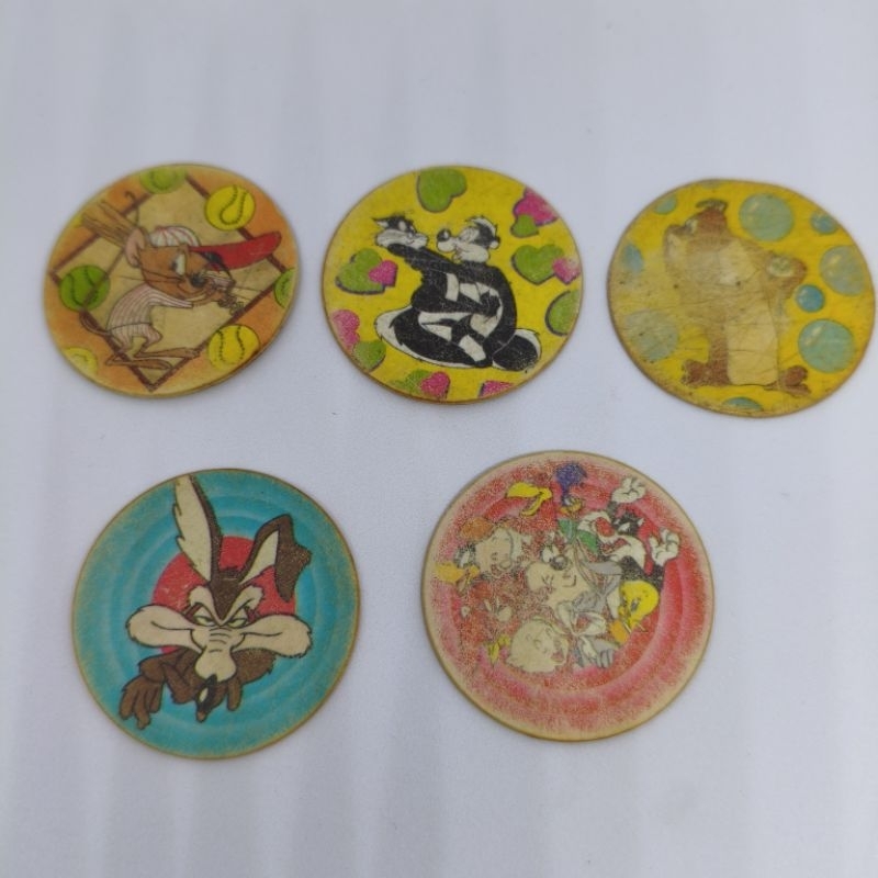 Lote Tazos Looney Tunes Elma Chips Anos 90 Originais Nº 11, 17, 25, 62 e 80
