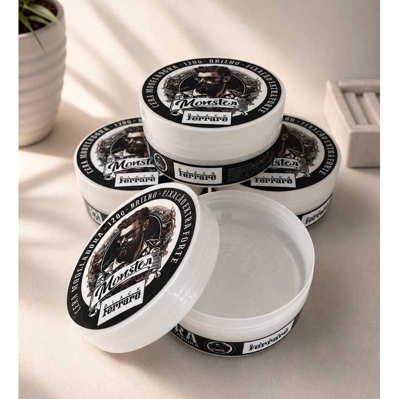Pomada de Cabelo 120g kit 4 cera modeladora masculino efeito molhado e seco