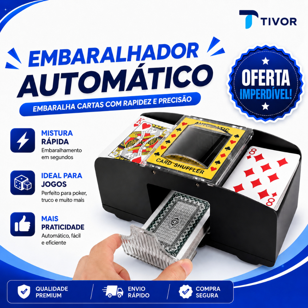 Embaralhador Automático Misturador Cartas Baralho Jogo Poker Uno
