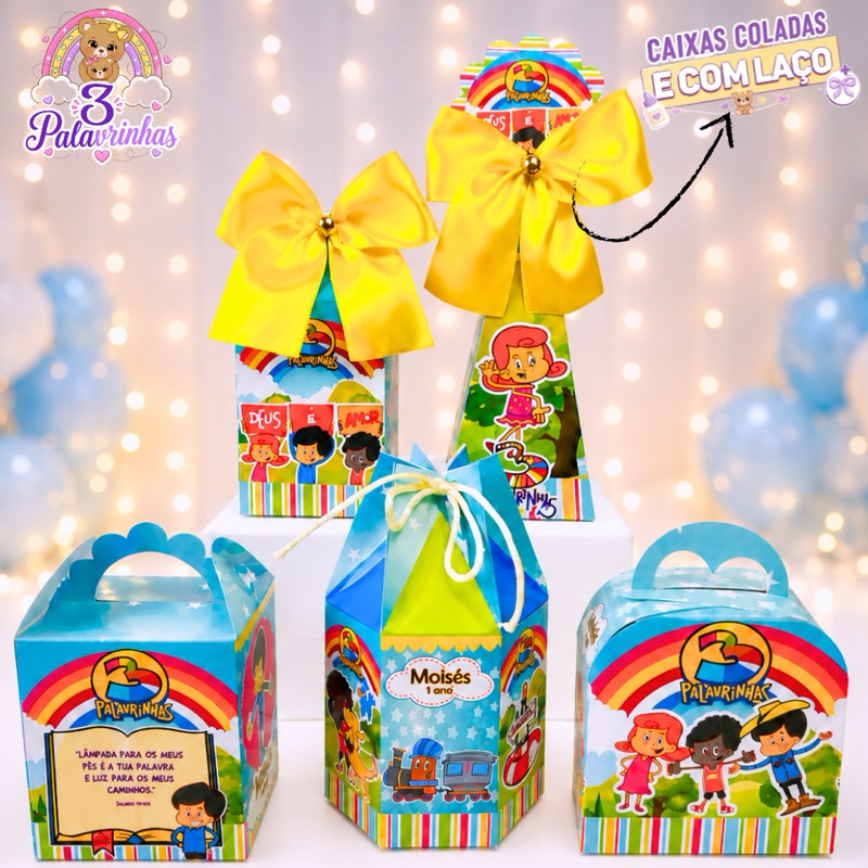 Kit Lembrancinhas personalizadas 3 Palavrinhas/ Aniversário 3 palavrinhas/ Caixas 3 palavrinhas