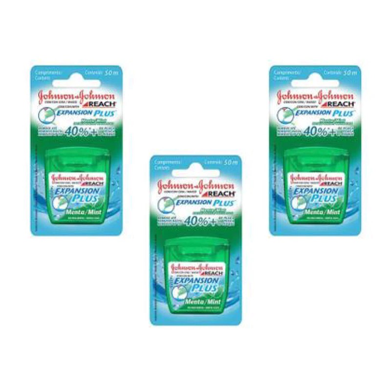 Kit 3 Fio Dental Regular Expansion Plus Johnson's 50m Menta