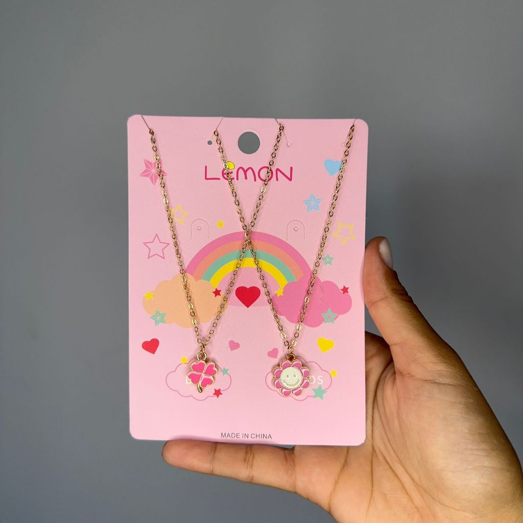 Colar Best Friends Melhores Amigas Infantil Dupla Colares Fofo Kit Colares Presente Menina Flor Trevo