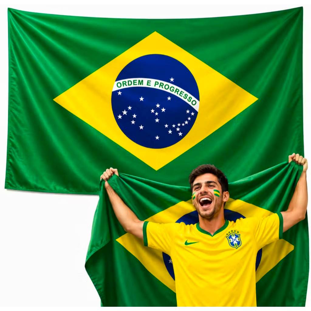 Bandeira Do Brasil Grande 1,80 X 1,20 Para Bastão Poliéster Brasil Exclusiva Promoção Copa do Mundo