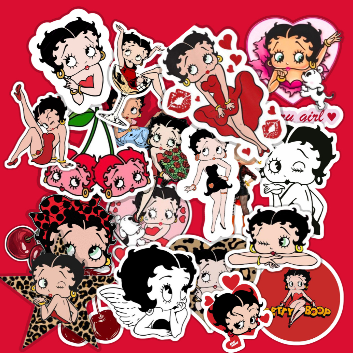 Pac Adesivos Stickers Betty Boop Vintage Aesthetic À Prova d´ Água Para Planner Diário Scrapbook