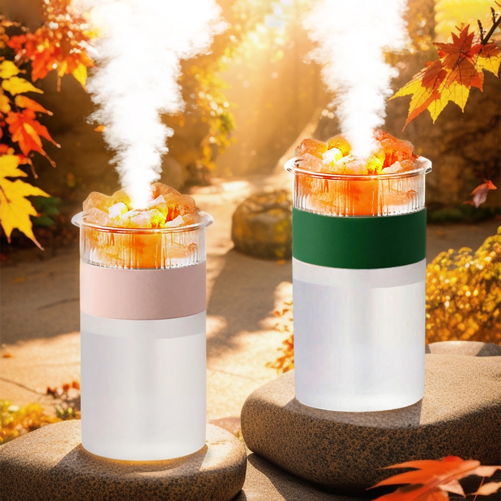Umidificador E Difusor De Aromatizador De Óleos Essencial De Ambiente Com Pedra De Sal Cristal De Grande