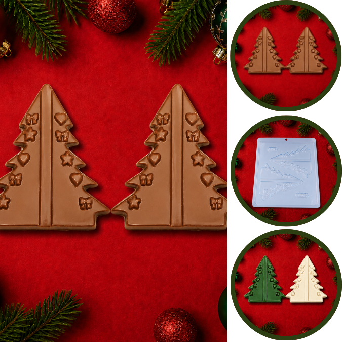 1~10 Forma Simples Árvore De Natal185(i1)em Acetato BWB Para Bombom e Doces Para Natal e Festas Natalinas. (CHOCO)