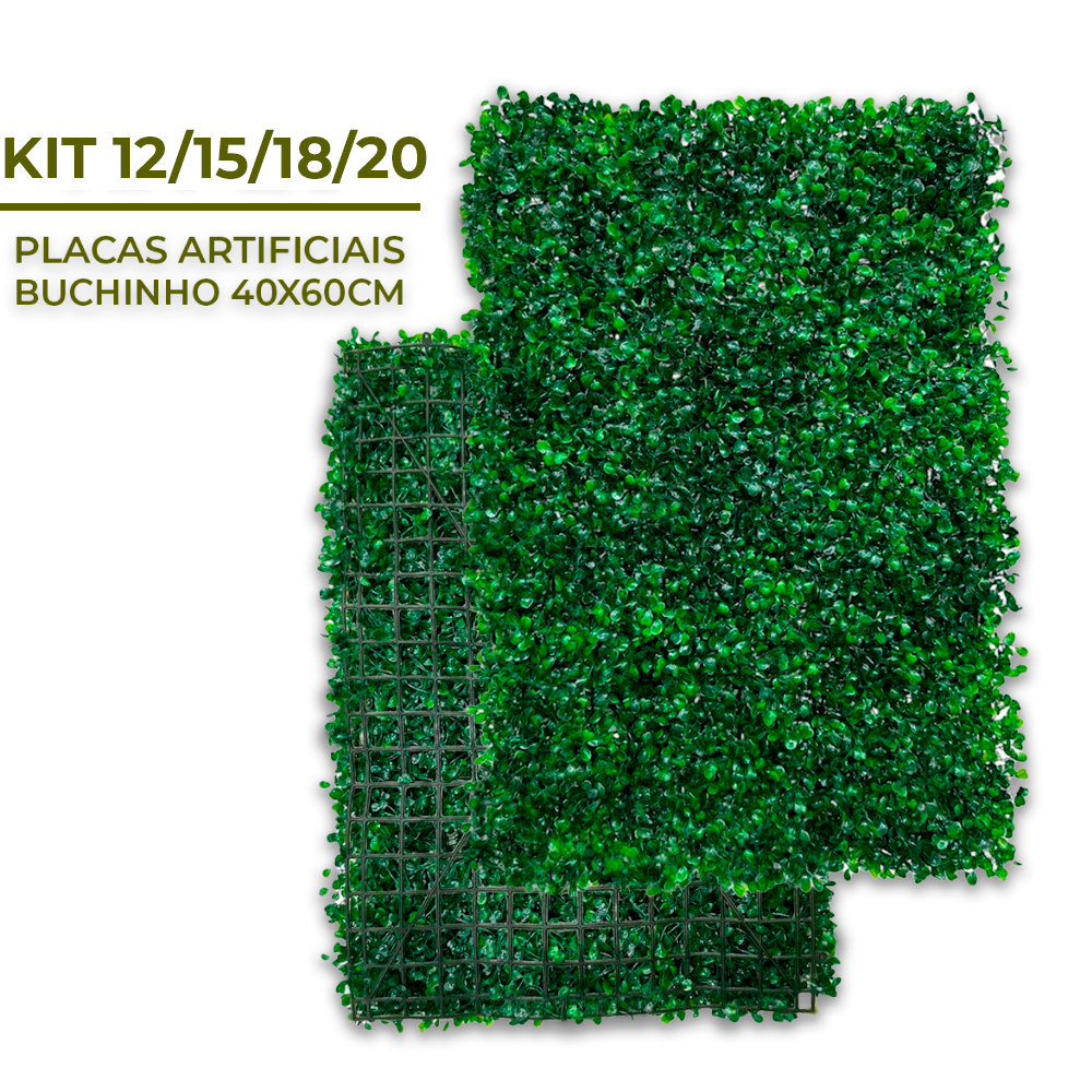 Kit 12/15/18/20 Unidades Placas 40x60 Buchinhos Grama Artificial Jardim Vertical Parede Verde Muro inglês