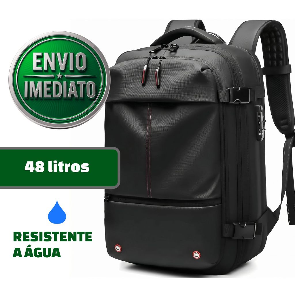 Mochila Viagem A Vácuo 48L Bordo Expansível Notebook 17 Pol Impermeável Executiva Antirroubo Grande