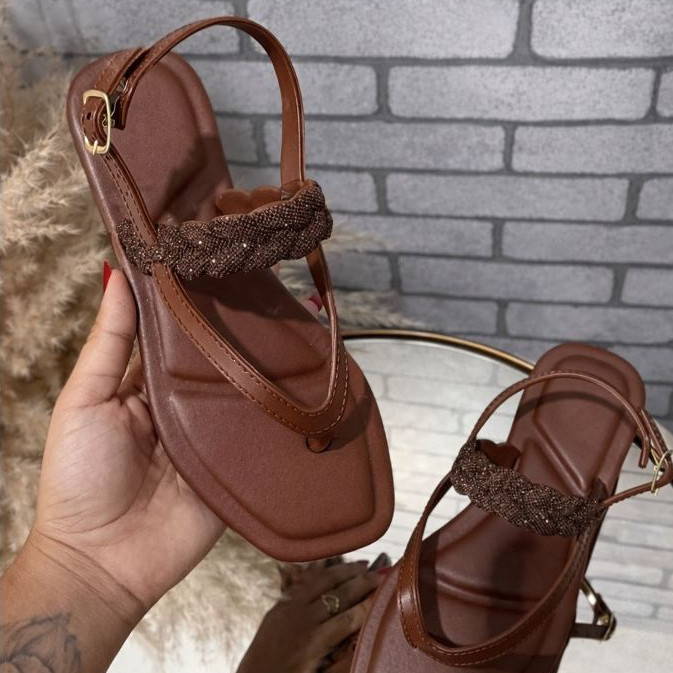 Sandália Rasteira Florença Feminino Macio Sandália Confortável com Pedraria Lançamento Envio Imediato