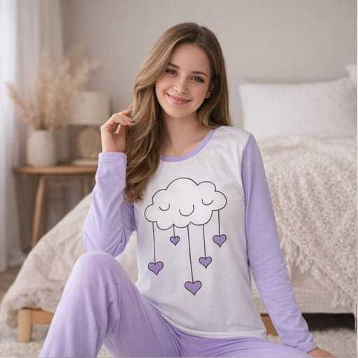 Pijama Longo Personagens Estampado Confortável Inverno  roupas femininas de frio conjuntos femininos