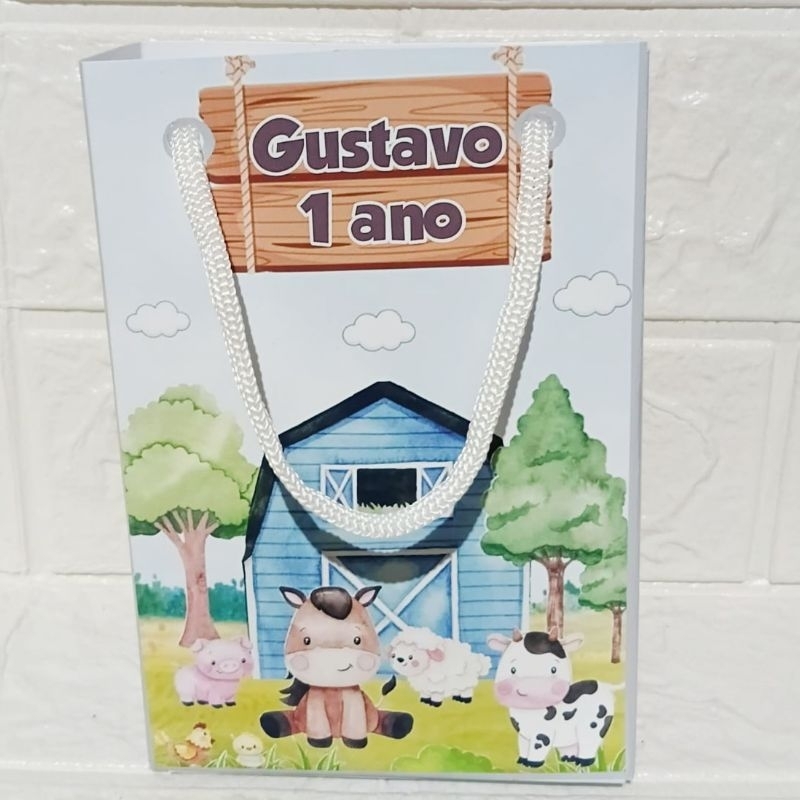 Sacolinhas Personalizadas Fazendinha Azul | Lembrancinhas Surpresa | Festa Infantil