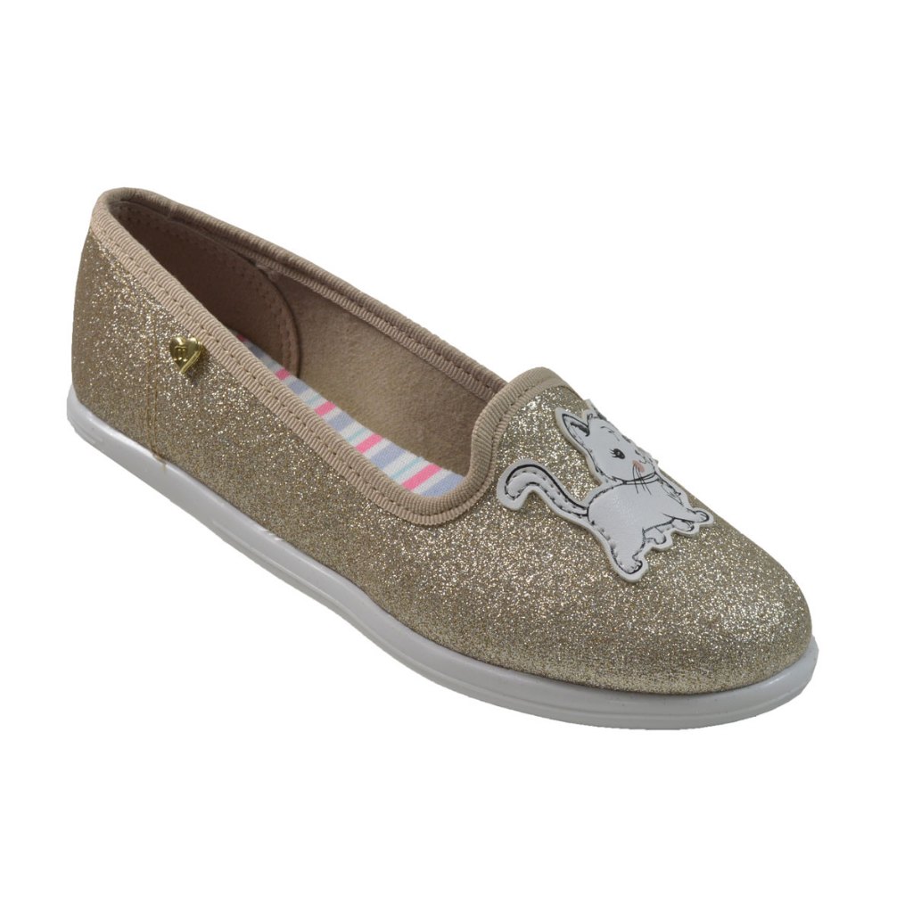 Sapatilha Infantil Molekinha Glitter Mini Shine Dourado