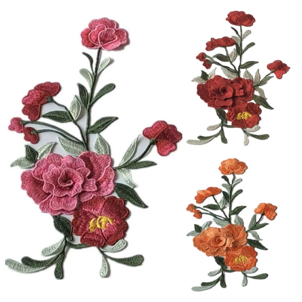 Patch Bordado Flores 3D Aplique para Roupa Artesanato Fantasia Figurino 1 Unidade