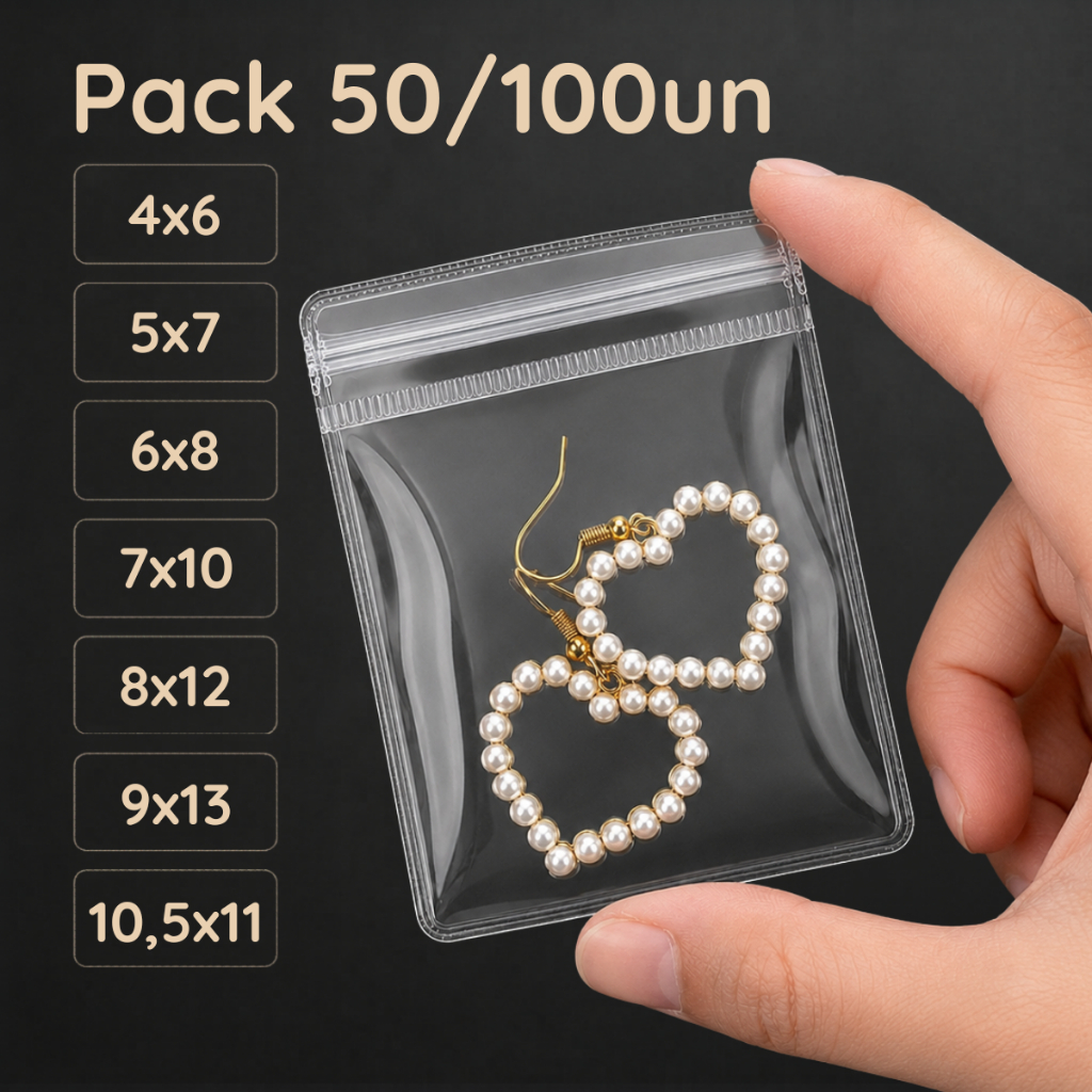 Saco Zip Joia Em PVC Transparente Com kit 50/100 unidades - Melhor custo benefício