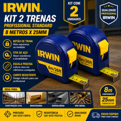 Kit 2 Trenas 8 Metros X 25mm Com Trava Irwin