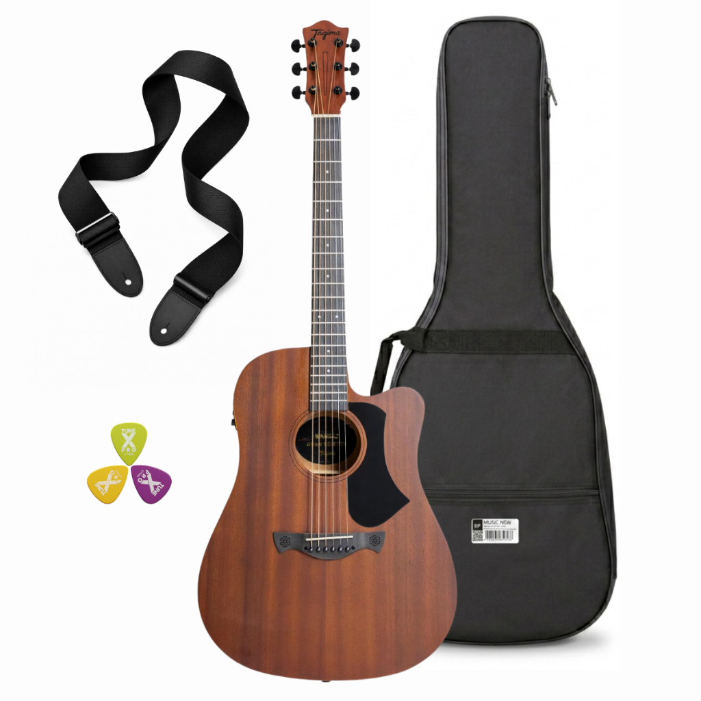 Violão Tagima Kansas Gran Reserva Ntop Cutaway Eq Aço Sapele Bag Correia Palheta