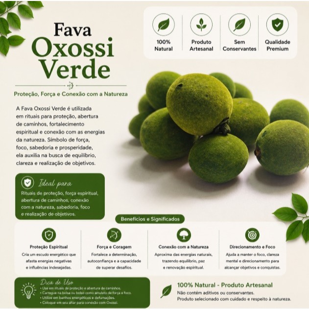 Kit 3 unidades - Fava de Oxossi verde