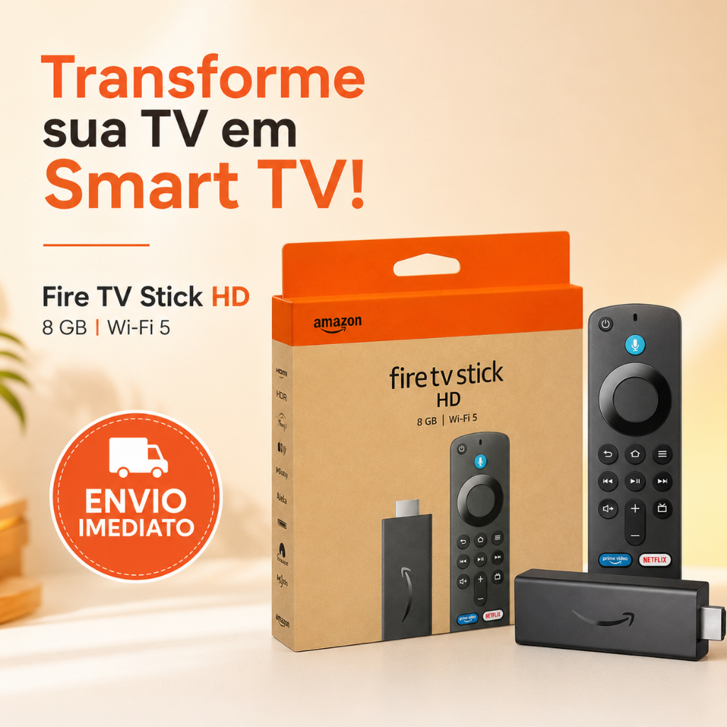 Fire TV Stick Full HD 8GB Amazon Original Lacrado Controle Alexa HDMI Aparelho Streaming Smart TV