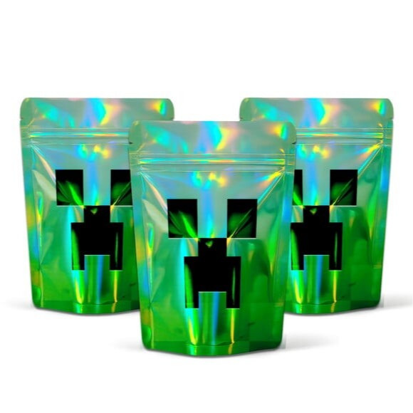 Saquinho Metalizado Zip 10x15cm Lembrancinha Festa Infantil Zip Abre e Fecha Saquinho Vazio Minecraft