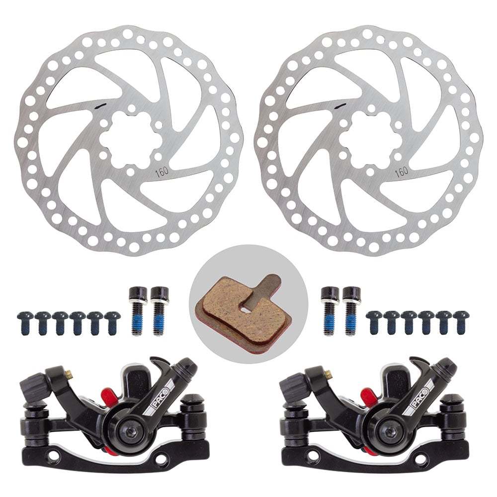 Kit Freio A Disco Mecânico Conjunto Completo Pinça e Disco Paco para Bicicletas aro 20 24 26 e 29