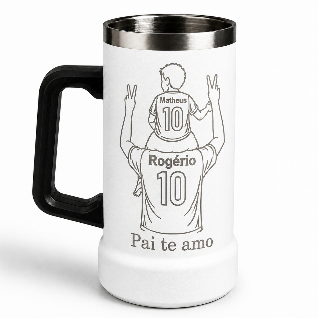 Caneca Térmica Inox 720ml Personalizada Pai e Filho | Presente Dia dos Pais