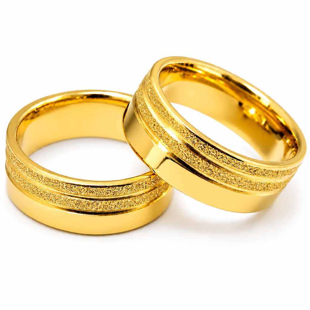Par de Alianças 8mm RETA com Friso Diamantado Moeda Antiga Legítima Casamento Noivado + Caixinha