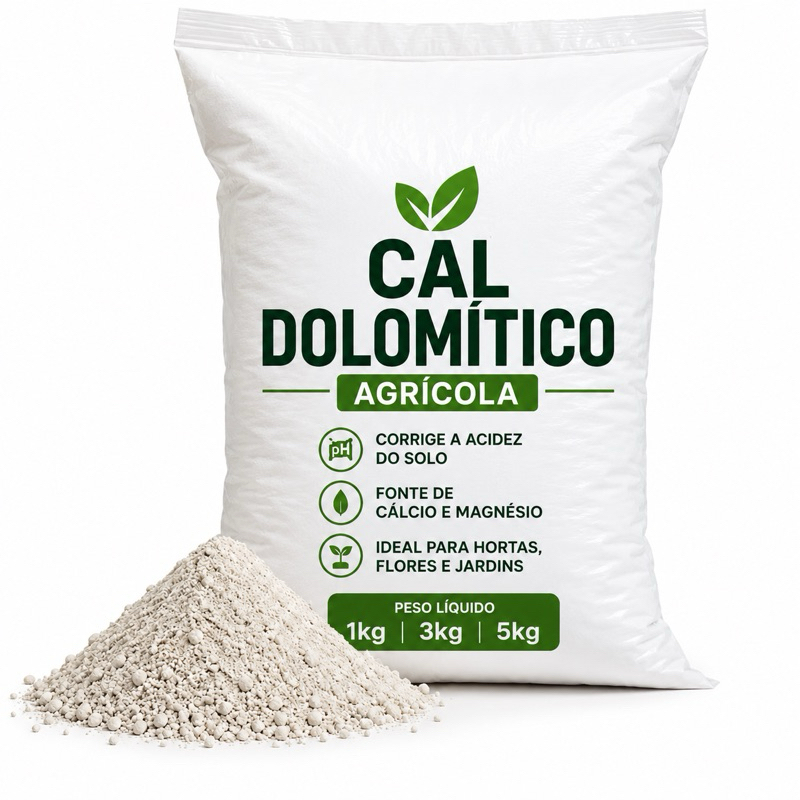 Cal Dolomítico Agricola, Corretivo de Solo Fonte de Cálcio e Magnésio para Hortas, Vasos e Jardins. Corretivo de solo