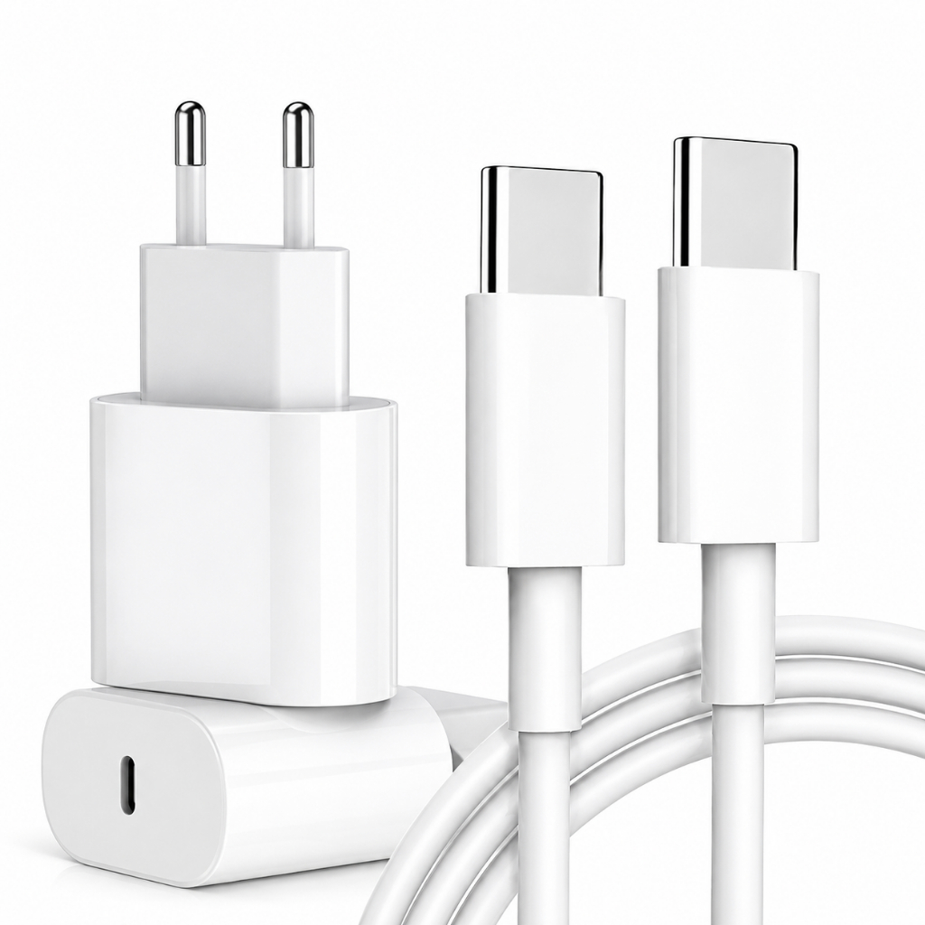 Kit Carregador iPhone USB-C 35W + Cabo Tipo C para Tipo C | Carregamento Rápido Compatível com Smartphones e Tablets