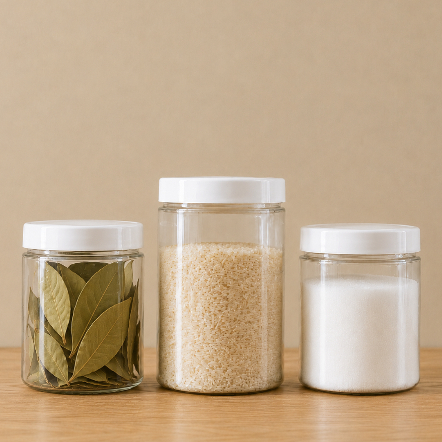 Kit 3 Potes Cozinha 2x 1000ml + 1500ml para Mantimentos Transparente Tampa Branca de Rosca