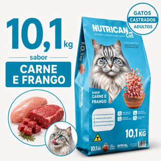 Ração Para Gato Castrado Adulto 10,1kg Sabor Carne Frango 28g Proteína Sem Corante