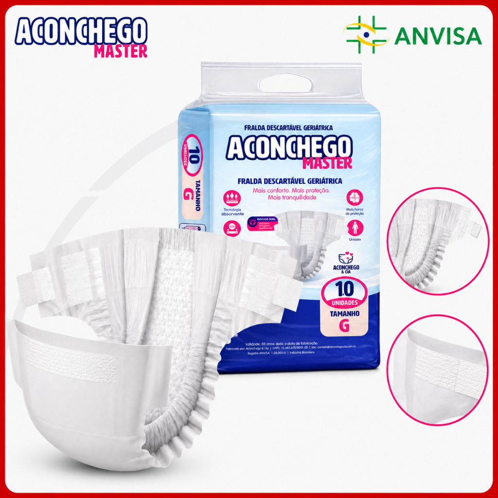 Fralda Geriátrica Descartável Aconchego Alta Absorção 10 Un