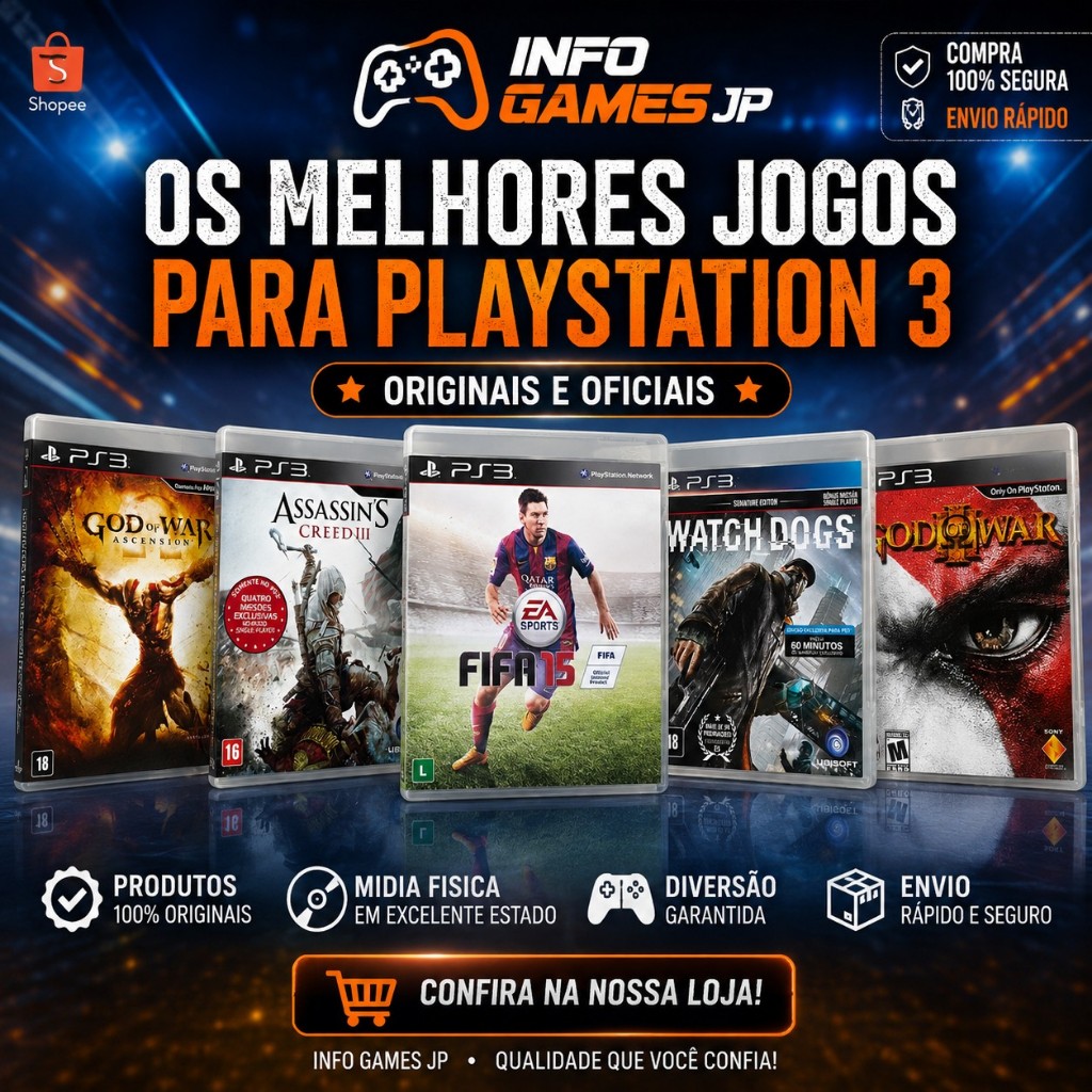 Jogos PS3 Originais Mídia Física - God of War, GTA 5, FIFA, PES e Mais | Envio Rápido