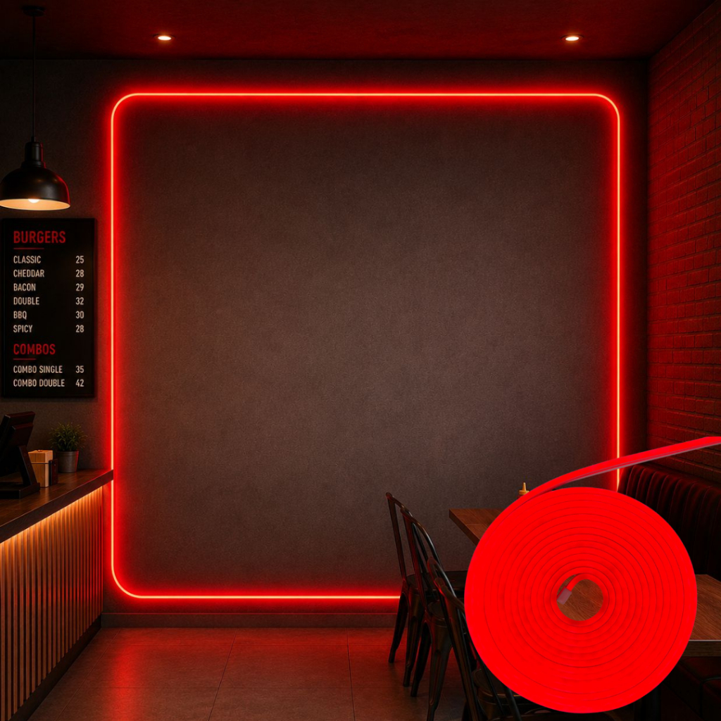 Mangueira LED Neon 12V 5 Metros IP65 12W/M Decorativa Flexível Cor Vermelho