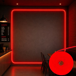 Mangueira LED Neon 12V 5 Metros IP65 12W/M Decorativa Flexível Cor Vermelho